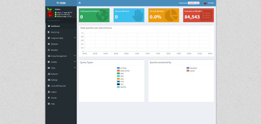 Install Pi-hole on a Raspberry Pi Admin Screen